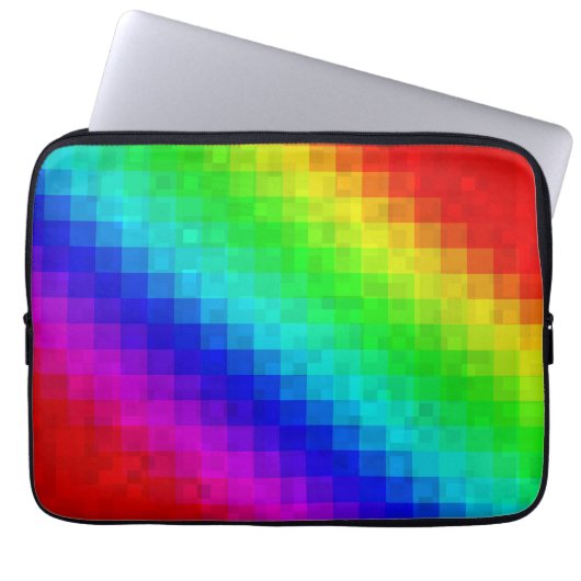 Heet Regenboog Mozaïek Glans, Laptop Sleeve (Voorkant)