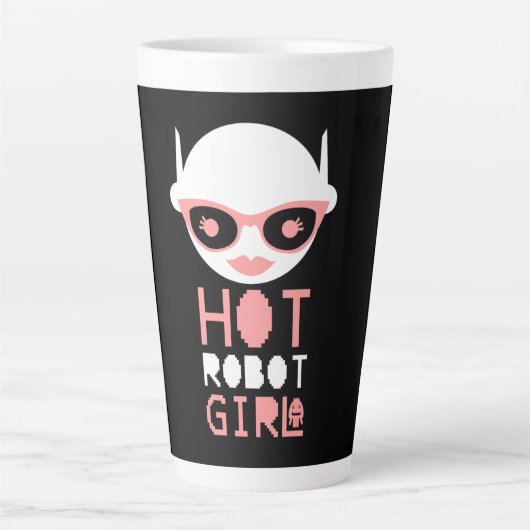 Heet robot meisje latte mok (Voorkant)