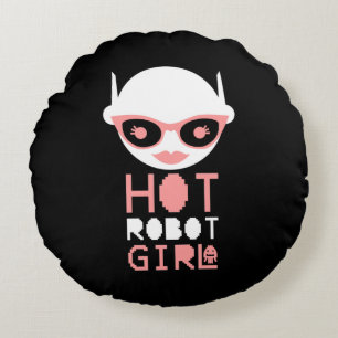 Heet robot meisje rond kussen