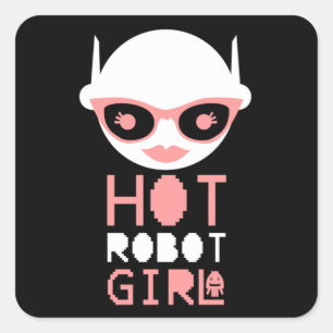 Heet robot meisje vierkante sticker