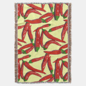 Heet Rode Groene Chilipepers Worpdeken Deken (Voorkant Verticaal)