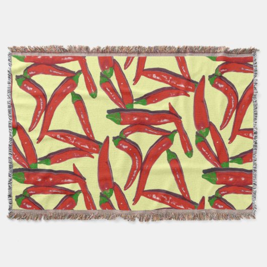 Heet Rode Groene Chilipepers Worpdeken Deken (Voorkant)