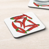 Heet Rood Chili Pepers Patroon Bier Onderzetter (Linkerzijde)
