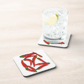 Heet Rood Chili Pepers Patroon Bier Onderzetter (Rechterzijde)