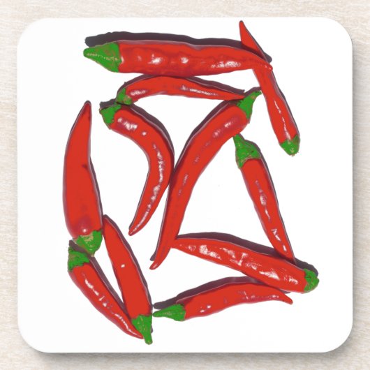 Heet Rood Chili Pepers Patroon Bier Onderzetter (Voorkant)
