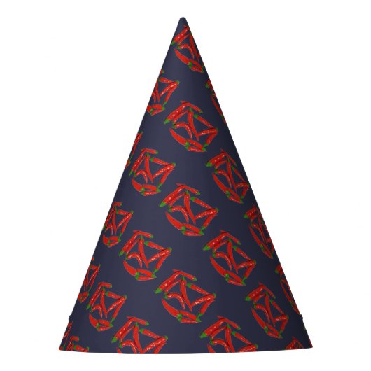 Heet Rood Chili Pepers Patroon Feesthoedjes (Voorkant)