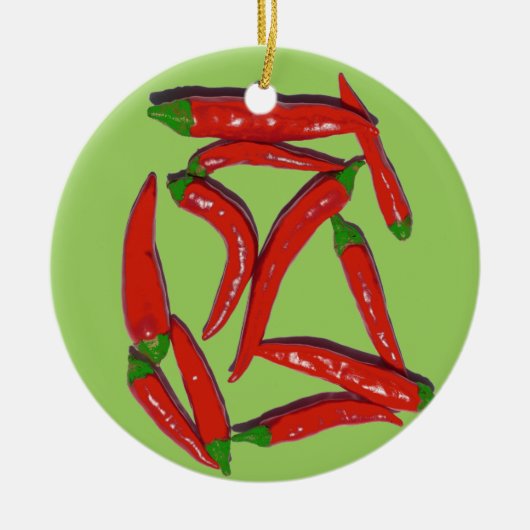 Heet Rood Chili Pepers Patroon Keramisch Ornament (Voorkant)