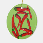 Heet Rood Chili Pepers Patroon Keramisch Ornament (Links)