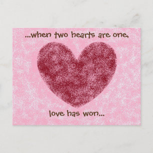 Heet rood en roze 'Love has Won' Faux Fuzzy Design Briefkaart