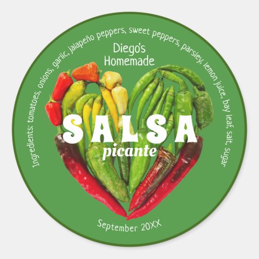 Heet-rood-groene paprika's ronde sticker (Voorkant)