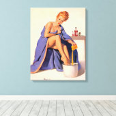 Heet rood haar vrouw canvas afdruk (Insitu (Houten vloer))