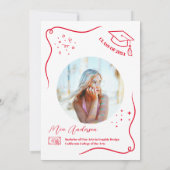 Heet Rood Hand-getrokken Krabbel Afstuderen Kaart (Achterkant)