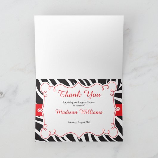 Heet rood lingerie feest dank u bedankkaart (Binnen)