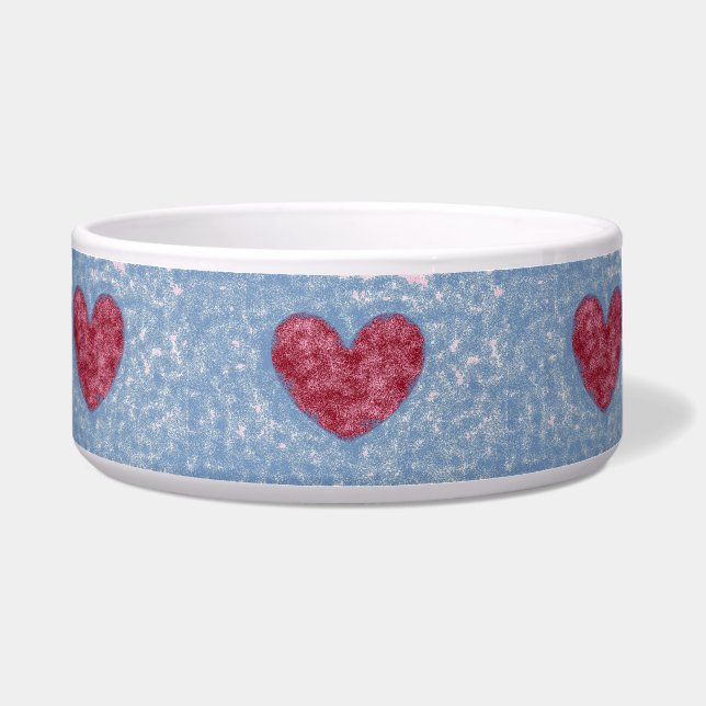 Heet rood roze blauw Faux Fuzzy design Voerbakje (Voorkant)
