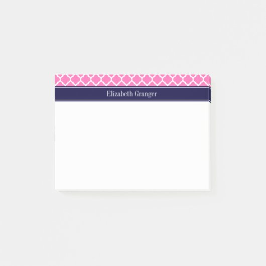 Heet Roze2 Wit Marokkaans #5 Marineblauw Naam Mono Post-it® Notes (Voorkant)