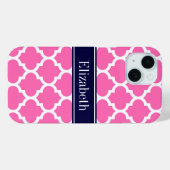 Heet Roze2 Witte Marokkaanse #5 Navy Blauwe Naam M Case-Mate iPhone Case (Achterkant (horizontaal))