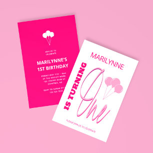 Heet Roze 1e Verjaardag Kaart