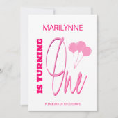 Heet Roze 1st Draaien Een Verjaardag Kaart (Voorkant)