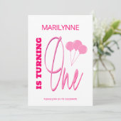 Heet Roze 1st Draaien Een Verjaardag Kaart (Staand voorkant)