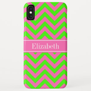 Heet Roze #2 Limoengroen LG Chevron Naam Monogram iPhone XS Max Hoesje