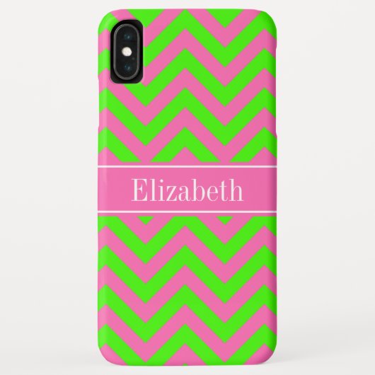 Heet Roze #2 Limoengroen LG Chevron Naam Monogram Case-Mate iPhone Case (Achterkant)