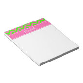 Heet Roze #2 Limoengroen LG Chevron Naam Monogram Notitieblok (Schuin)