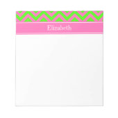 Heet Roze #2 Limoengroen LG Chevron Naam Monogram Notitieblok (Voorkant)