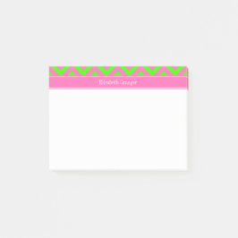 Heet Roze #2 Limoengroen LG Chevron Naam Monogram Post-it® Notes