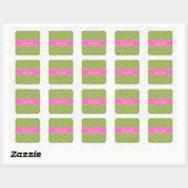 Heet Roze #2 Limoengroen LG Chevron Naam Monogram Vierkante Sticker (Vel)