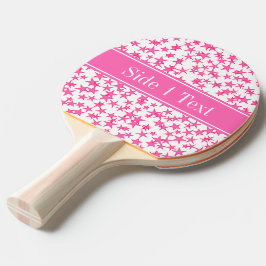 Heet Roze 2 Sterren Witte BG, Heet Roze Naam Monog Tafeltennisbatje