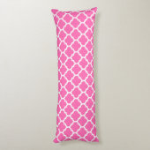 Heet Roze #2 Wit Marokkaans Quatrefoil Patroon #5 Lichaamskussen (Achterkant (Verticaal))