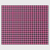 Heet Roze #2, Zwarte Buffalo Plaid Tartan Cadeaupapier (Vlak)