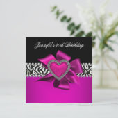 Heet Roze 30e Verjaardagsfeest Zebra Zwart Kaart (Staand voorkant)