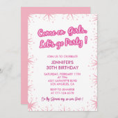 Heet roze 30ste verjaardag uitnodigingen dertig mo (Voorkant / Achterkant)