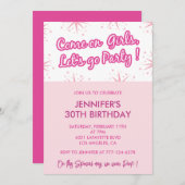 Heet roze 30ste verjaardag uitnodigingen trendy fu (Voorkant / Achterkant)