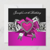 Heet Roze 30ste Verjaardagsfeest Zebra Zwart Kaart (Voorkant)