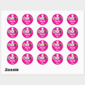 Heet Roze 3 Foto Nagel Tech Logo Bedankt Ronde Sticker (Vel)