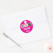 Heet Roze 3 Foto Nagel Tech Logo Bedankt Ronde Sticker (Envelop)