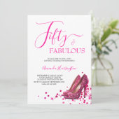 Heet Roze 50 en Fabulous 50e Verjaardag Kaart (Staand voorkant)