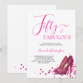 Heet Roze 50 en Fabulous 50e Verjaardag Kaart (Voorkant / Achterkant)