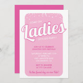 Heet roze 50ste verjaardag uitnodigingen girly spa (Voorkant / Achterkant)