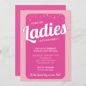 Heet roze 50ste verjaardag uitnodigingen girly tre (Voorkant / Achterkant)