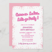 Heet roze 50ste verjaardag uitnodigingen sprankele (Voorkant / Achterkant)