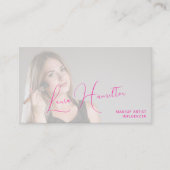 Heet roze aangepaste foto make-up artiest QR CODE Visitekaartje (Voorkant)