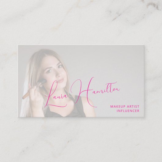 Heet roze aangepaste foto make-up artiest QR CODE Visitekaartje (Voorkant)