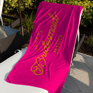 Heet Roze Aangepaste Minimalistische Bruidsmeisje Strandlaken