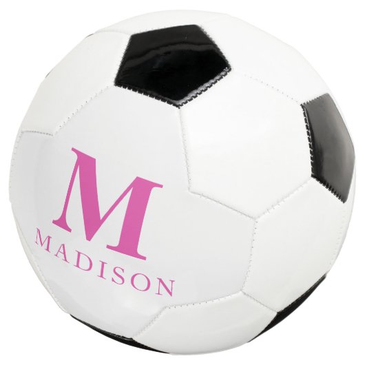 Heet Roze Aangepaste Monogram Naam Voetbal (Drie kwart)