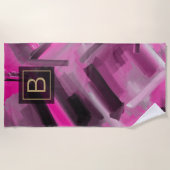 Heet Roze Abstract Kunst Schilderen & Typografie Strandlaken (Voorkant)