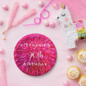 Heet Roze Abstract Papier Borden 90ste Verjaardags Papieren Bordje (Feest)