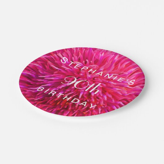 Heet Roze Abstract Papier Borden 90ste Verjaardags Papieren Bordje (Gekanteld)